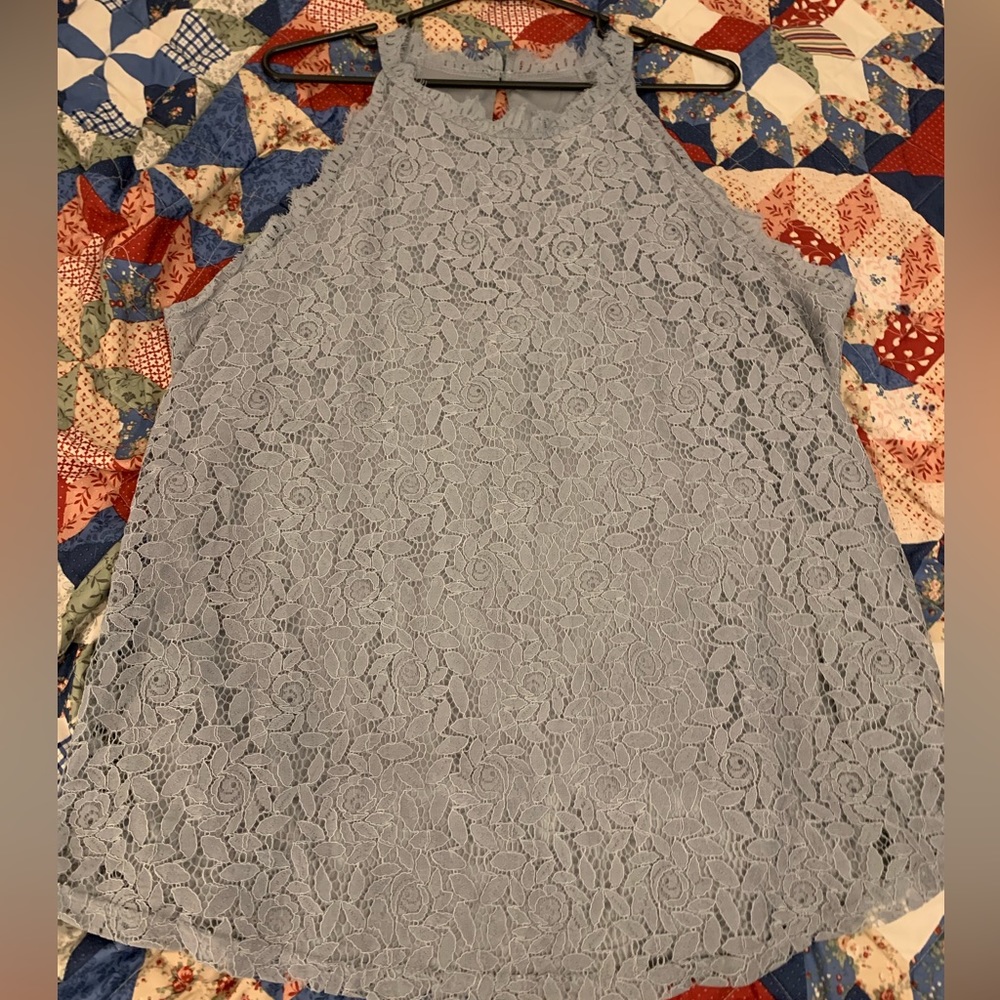 Grey lace tank